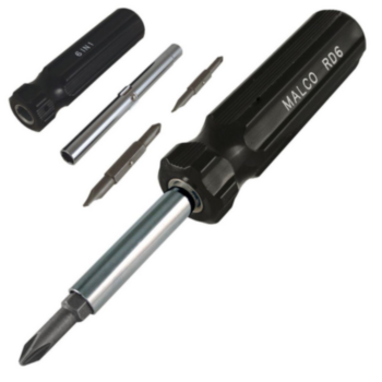 Screwdriver, Reversible, 6 in