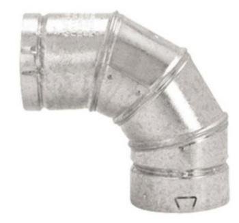 Duct Elbow, Adjustable, 90 deg, 5 in, Galv Steel, 28 Ga
