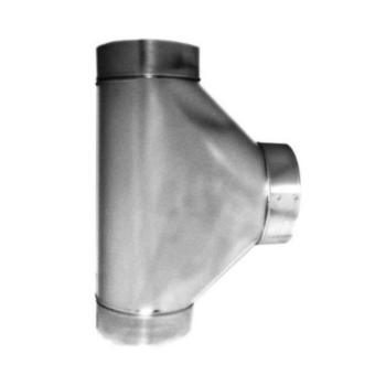 Duct Tee, Free Flow, 10 in, 26 gauge THK, Galv Steel