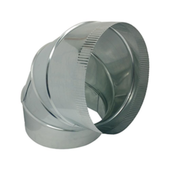 Duct Elbow, Adjustable, Round, 90 deg, 12 in, 28 Ga