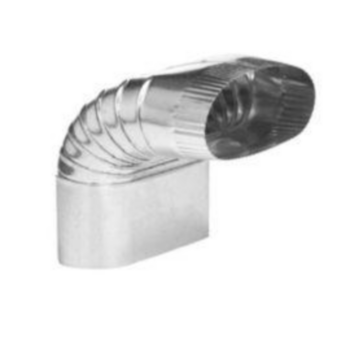 Duct Elbow, Vertical Oval, Shortway, 90 deg, 5 in, 30 Ga
