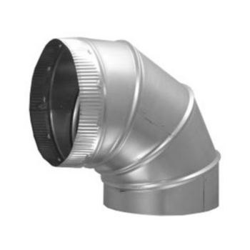 Duct Elbow, Adjustable, Round, 90 deg, 16 in, 24 Ga, Hemmed x Crimp