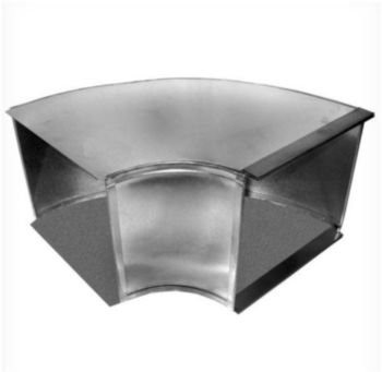 Duct Elbow, Flat, Broadway, 90 deg, 10 in x 20 in, 26 Ga