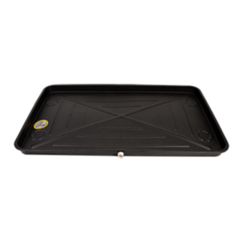 Drain Pan, Long, 30 in WD, 50 in LG, 2 in HT, Plastic, Black