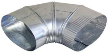 Duct Elbow, Flat, Oval, 90 deg, 7 in, Hot Dipped Galv Steel