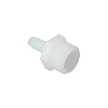 Pipe Adapter, 0.375 in x 0.75 in, Barb x MIPT, Nylon, White