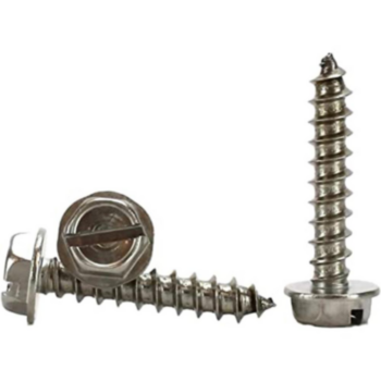 Screw, #10, 0.5 in OAL, Slotted, Hex Washer