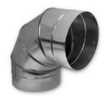 Duct Elbow, Standard Spiral, Round, 90 deg, 20 in, 24 Ga