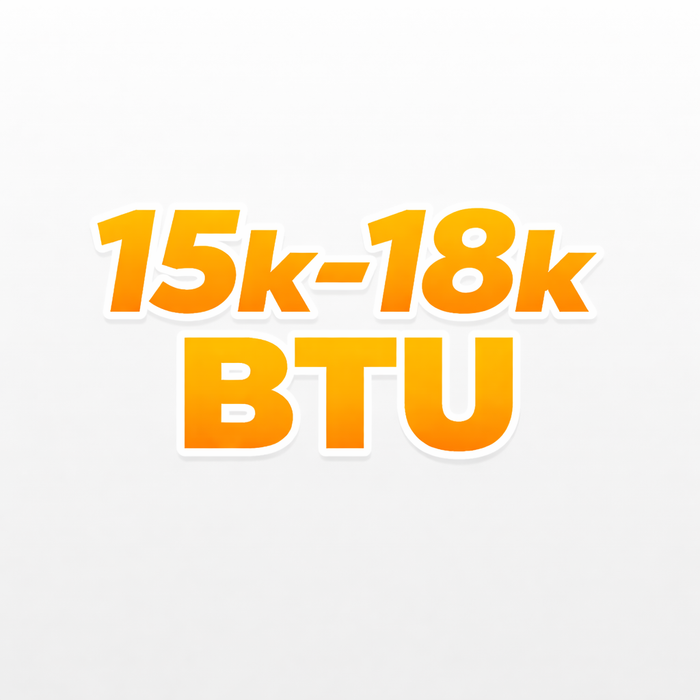 15k–18k BTU (≈1.25–1.5 ton)