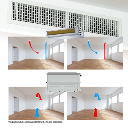 Cooper&Hunter 4-Zone Ducted Mini Split AC & Heat Pump 36000 BTU (9K+9K+12K+12K), Slim Duct Units, 230V