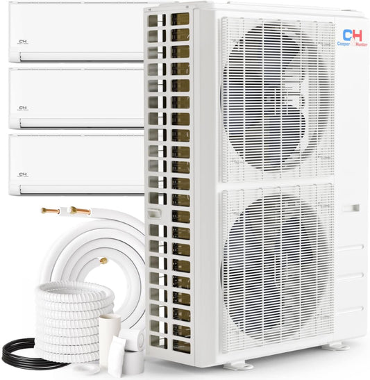 Cooper&Hunter Olivia 3-Zone Ductless Mini Split AC & Heat Pump 48000 BTU (9K+9K+9K), Wall Mount Units, 230V - R410A