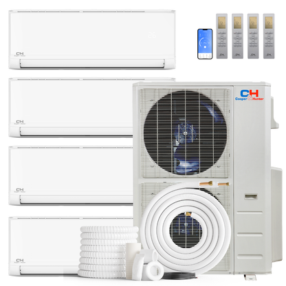 Cooper&Hunter Olivia 4-Zone Ductless Mini Split AC & Heat Pump 48000 BTU (6K+6K+6K+6K), Wall Mount Units, 230V