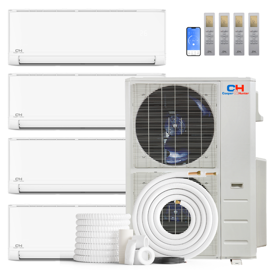 Cooper&Hunter Olivia 4-Zone Ductless Mini Split AC & Heat Pump 48000 BTU (12K+12K+12K+24K), Wall Mount Units, 230V