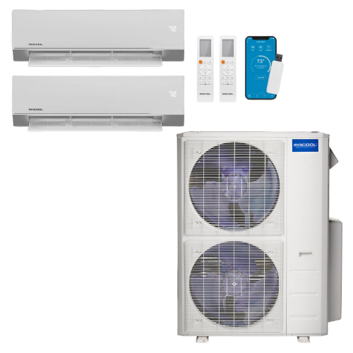 MRCOOL Olympus 4th Generation 2-Zone Ductless Mini Split AC & Heat Pump 48000 BTU (12K+24K), Wall Mount Units, 230V