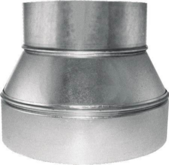 Duct Reducer, Tap, 6 in x 4 in, 28 gauge THK, Galv Steel