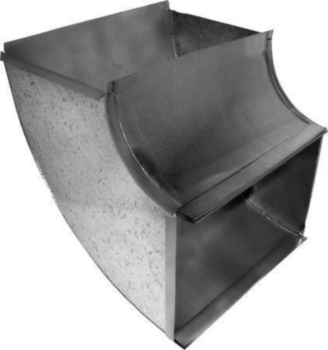 Duct Elbow, Vertical, Shortway, 90 deg, 8 in x 12 in, 30 Ga