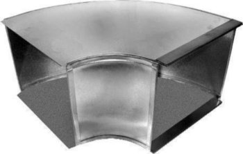 Duct Elbow, Flat, Broadway, 90 deg, 8 in x 12 in, 26 Ga