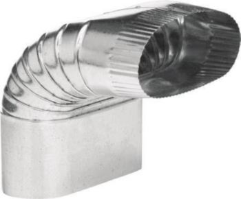 Duct Elbow, Vertical Oval, Shortway, 90 deg, 6 in, 30 Ga