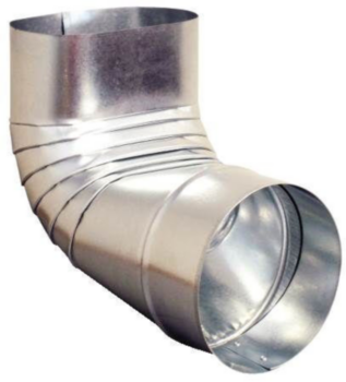 Duct Elbow, Adjustable, Round, 90 deg, 4 in, 30 Ga