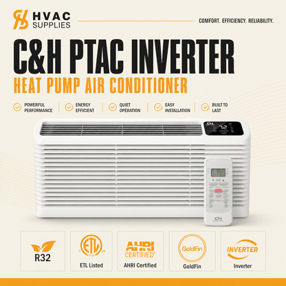 Cooper&Hunter 9,000 BTU Inverter PTAC Heat Pump with WiFi, Electric Heat and Fresh Air - CH-PTI-09HP