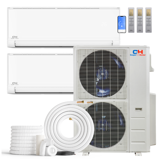 Cooper&Hunter Olivia 2-Zone Ductless Mini Split AC & Heat Pump 60000 BTU (6K+24K), Wall Mount Units, 230V