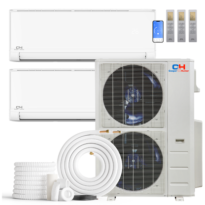 Cooper&Hunter Olivia 2-Zone Ductless Mini Split AC & Heat Pump 60000 BTU (12K+18K), Wall Mount Units, 230V