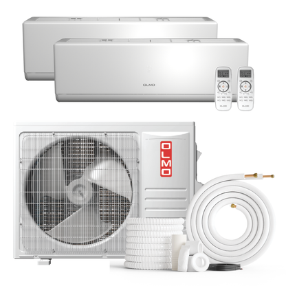 Olmo Sierra 2-Zone Ductless Mini Split AC & Heat Pump 18000 BTU (12K+12K), Wall Mount Units, 230V