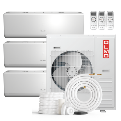 Olmo Sierra 3-Zone Ductless Mini Split AC & Heat Pump 36000 BTU (9K+12K+12K), Wall Mount Units, 230V