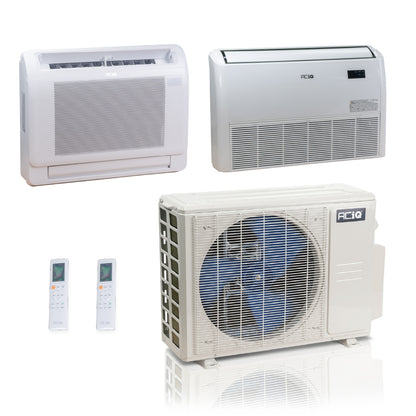 ACIQ 2-Zone Ductless Mini Split AC & Heat Pump 36000 BTU (9K+24K), Floor Console Units, 230V