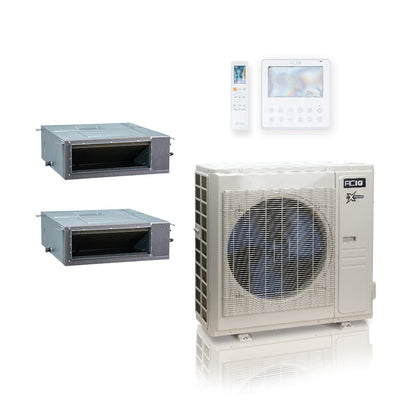 ACIQ Extreme Series 2-Zone Ducted Mini Split AC & Heat Pump 36000 BTU (12K+18K), Slim Duct Units, 230V