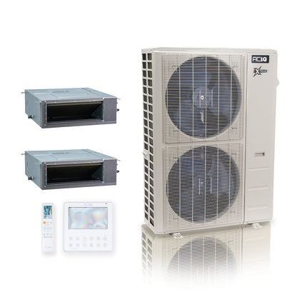 ACIQ Extreme Series 2-Zone Ducted Mini Split AC & Heat Pump 55000 BTU (9K+18K), Slim Duct Units, 230V