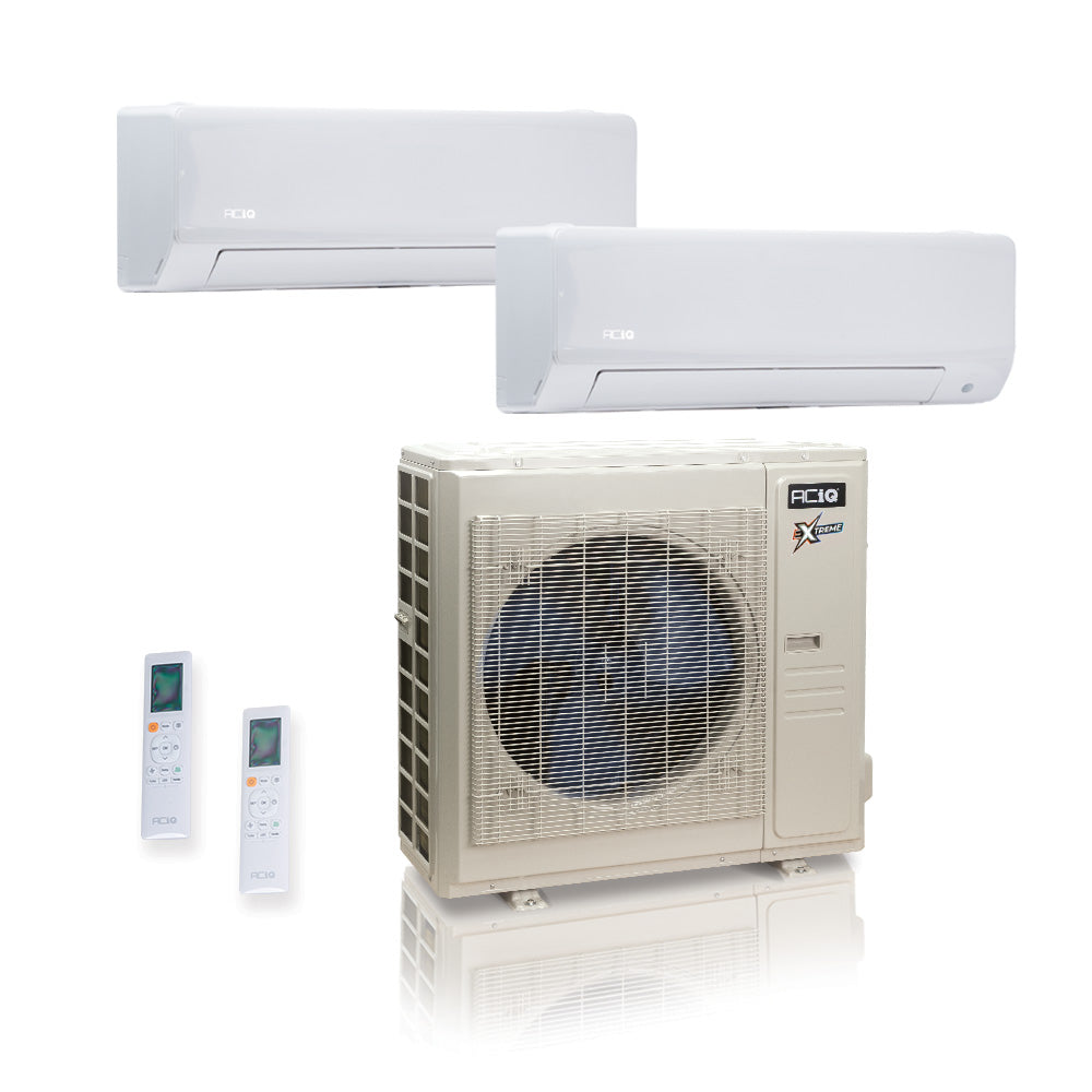 ACIQ Extreme Series 2-Zone Ductless Mini Split AC & Heat Pump 36000 BTU (18K+24K), Wall Mount Units, 230V