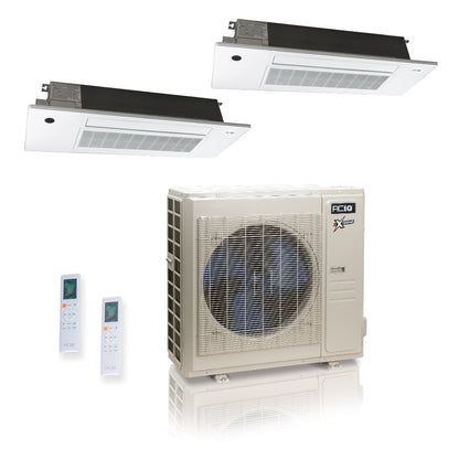 ACIQ Extreme Series 2-Zone Ductless Mini Split AC & Heat Pump 36000 BTU (18K+18K), One Way Ceiling Cassette Units, 230V