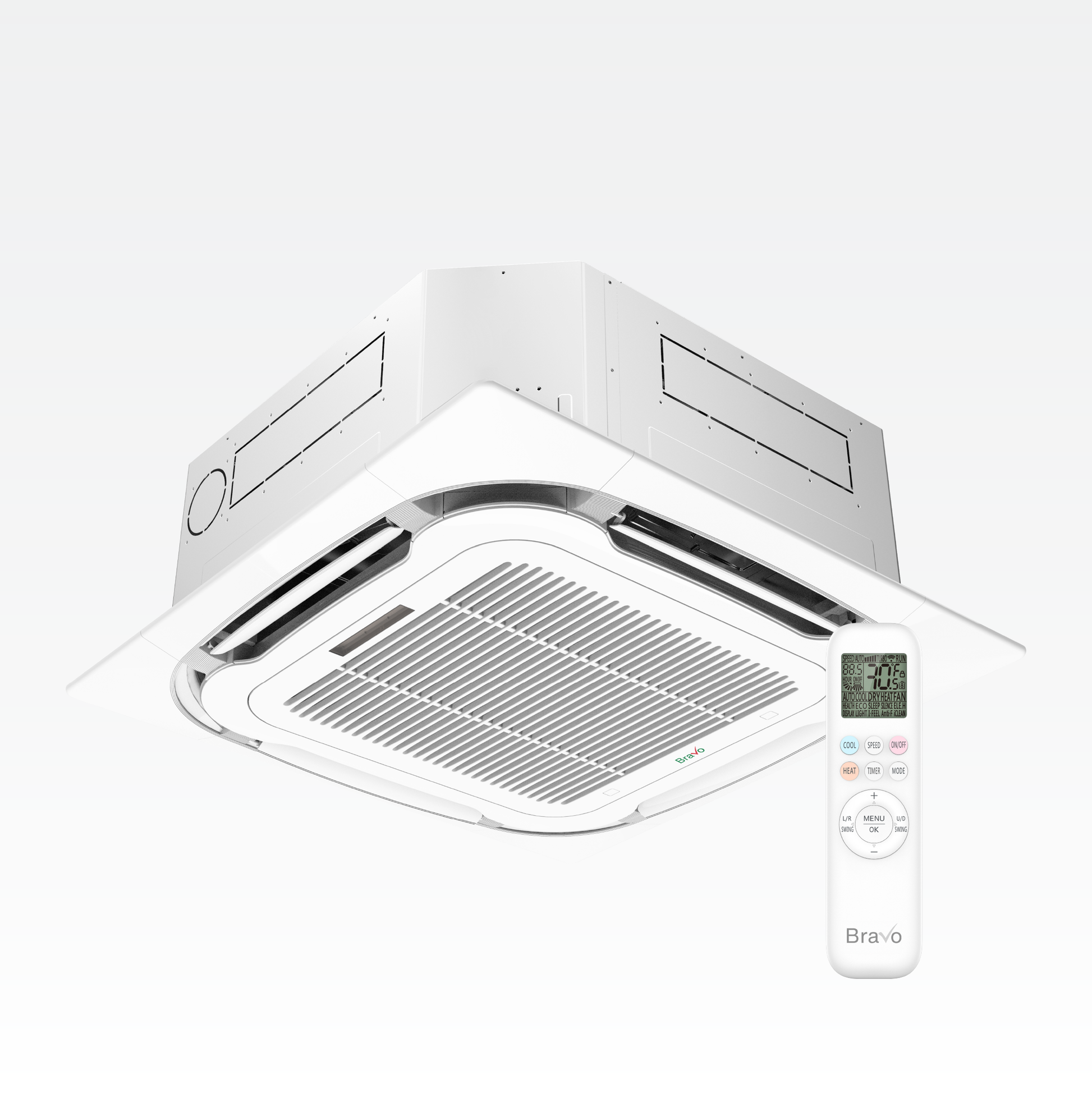 Bravo 5-Zone Ductless Mini Split AC & Heat Pump 42000 BTU (9K+9K+9K+9K+9K), Ceiling Cassettes Units, 230V