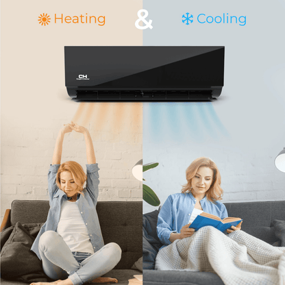 Cooper&Hunter Hyper Olivia Midnight 2-Zone Ductless Mini Split AC & Heat Pump 19000 BTU (6K+9K), Wall Mount Units, 230V - R410A
