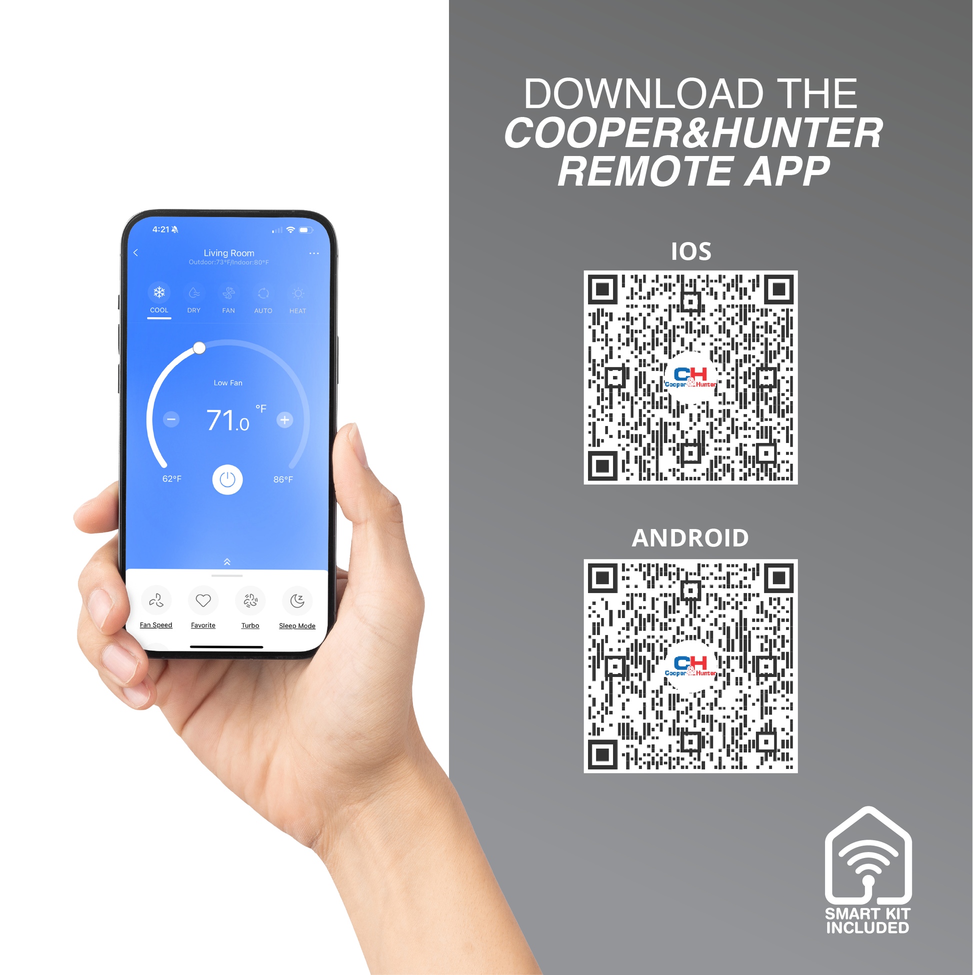 Cooper&Hunter Hyper Olivia 6-Zone Ductless Mini Split AC & Heat Pump 48000 BTU (6K+6K+6K+6K+9K+9K), Wall Mount Units, 230V