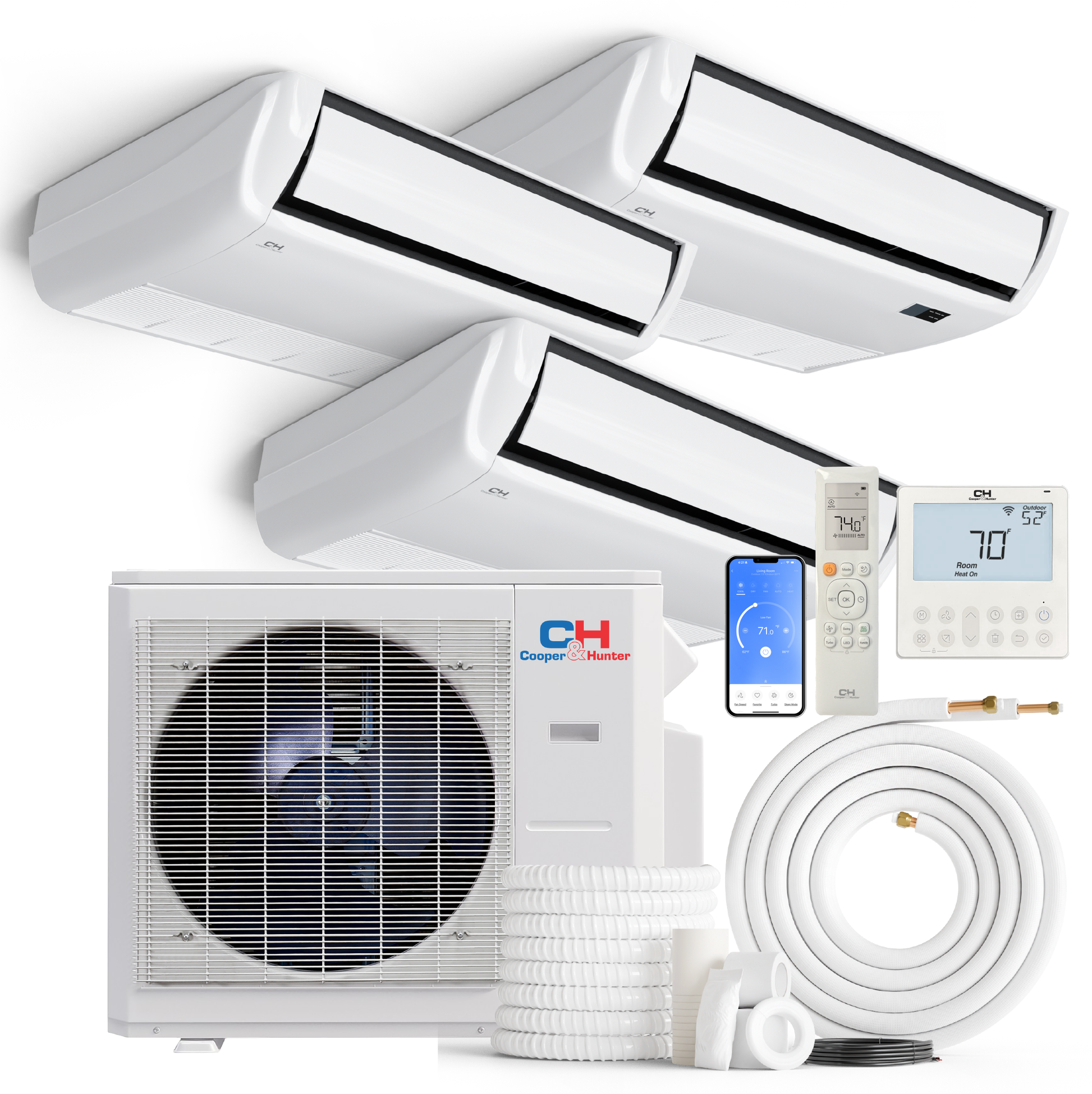 Cooper&Hunter 2-Zone Ductless Mini Split AC & Heat Pump 36000 BTU (18K+18K), Universal Floor/Ceiling Units, 230V