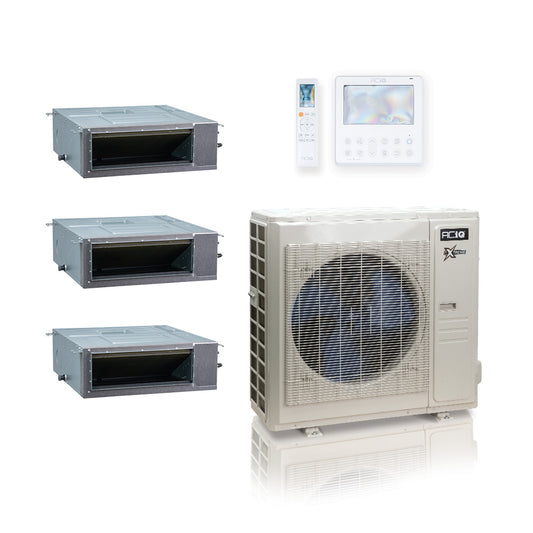 ACIQ Extreme Series 3-Zone Ducted Mini Split AC & Heat Pump 36000 BTU (12K+12K+12K), Slim Duct Units, 230V