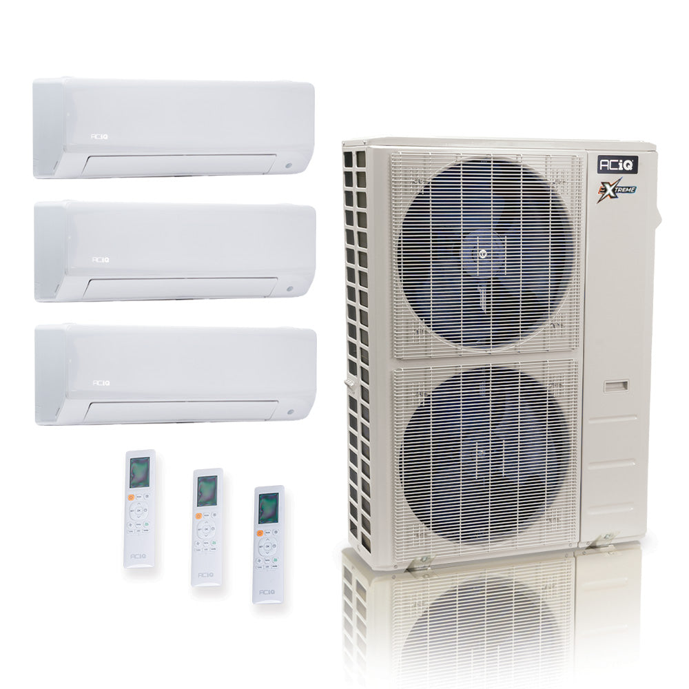 ACIQ Extreme Series 3-Zone Ductless Mini Split AC & Heat Pump 48000 BTU (12K+18K+24K), Wall Mount Units, 230V