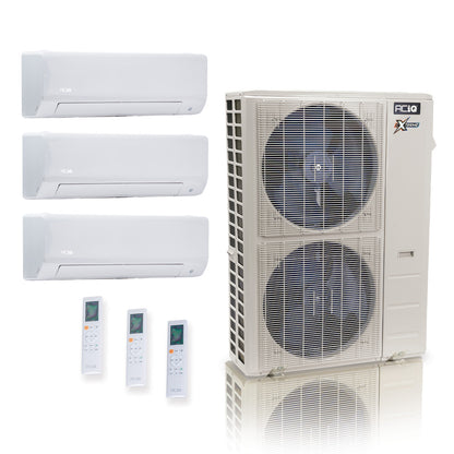 ACIQ Extreme Series 3-Zone Ductless Mini Split AC & Heat Pump 48000 BTU (18K+18K+18K), Wall Mount Units, 230V