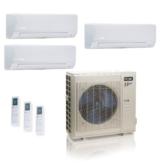 ACIQ Extreme Series 3-Zone Ductless Mini Split AC & Heat Pump 36000 BTU (9K+18K+18K), Wall Mount Units, 230V