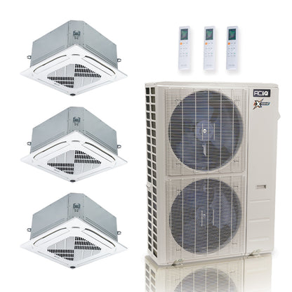 ACIQ Extreme Series 3-Zone Ductless Mini Split AC & Heat Pump 55000 BTU (9K+18K+24K), Ceiling Cassettes Units, 230V