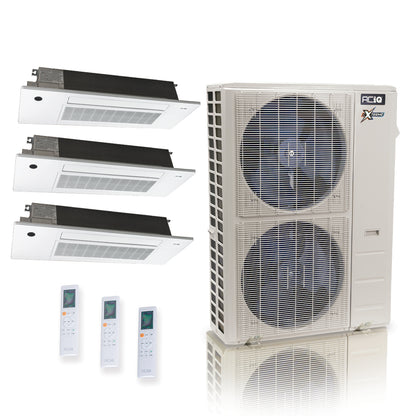 ACIQ Extreme Series 3-Zone Ductless Mini Split AC & Heat Pump 55000 BTU (6K+18K+18K), One Way Ceiling Cassette Units, 230V