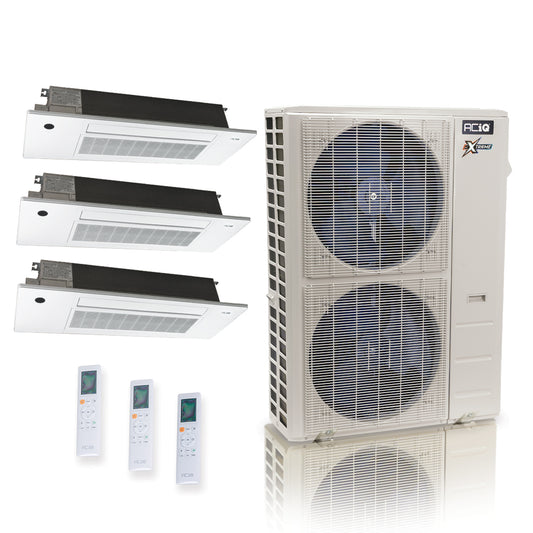 ACIQ Extreme Series 3-Zone Ductless Mini Split AC & Heat Pump 48000 BTU (12K+18K+18K), One Way Ceiling Cassette Units, 230V