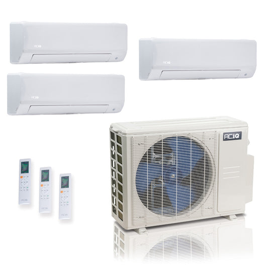 ACIQ 3-Zone Ductless Mini Split AC & Heat Pump 36000 BTU (6K+9K+12K), Wall Mount Units, 230V