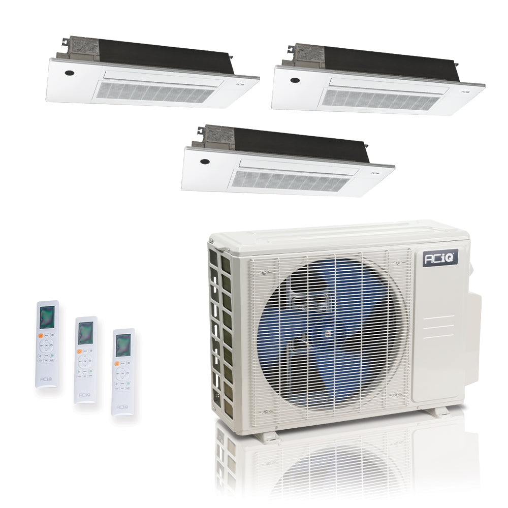 ACIQ 3-Zone Ductless Mini Split AC & Heat Pump 27000 BTU (9K+9K+9K), One Way Ceiling Cassette Units, 230V
