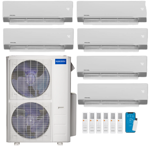 MRCOOL Olympus 4th Generation 6-Zone Ductless Mini Split AC & Heat Pump 48000 BTU (9K+9K+9K+9K+9K+9K), Wall Mount Units, 230V