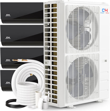 Cooper&Hunter Olivia Midnight 4-Zone Ductless Mini Split AC & Heat Pump 55000 BTU (9K+9K+9K+9K), Wall Mount Units, 230V - R410A