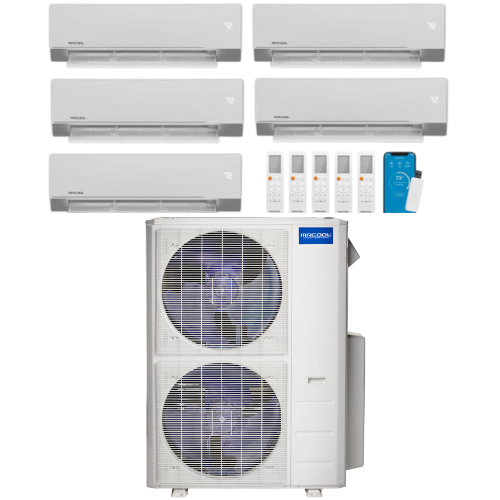 MRCOOL Olympus 4th Generation 5-Zone Ductless Mini Split AC & Heat Pump 48000 BTU (9K+9K+9K+9K+9K), Wall Mount Units, 230V