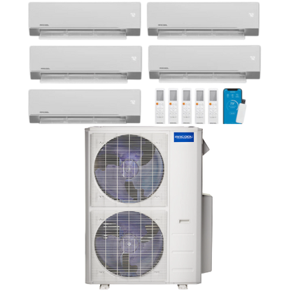 MRCOOL Olympus 4th Generation 5-Zone Ductless Mini Split AC & Heat Pump 48000 BTU (9K+9K+9K+9K+12K), Wall Mount Units, 230V